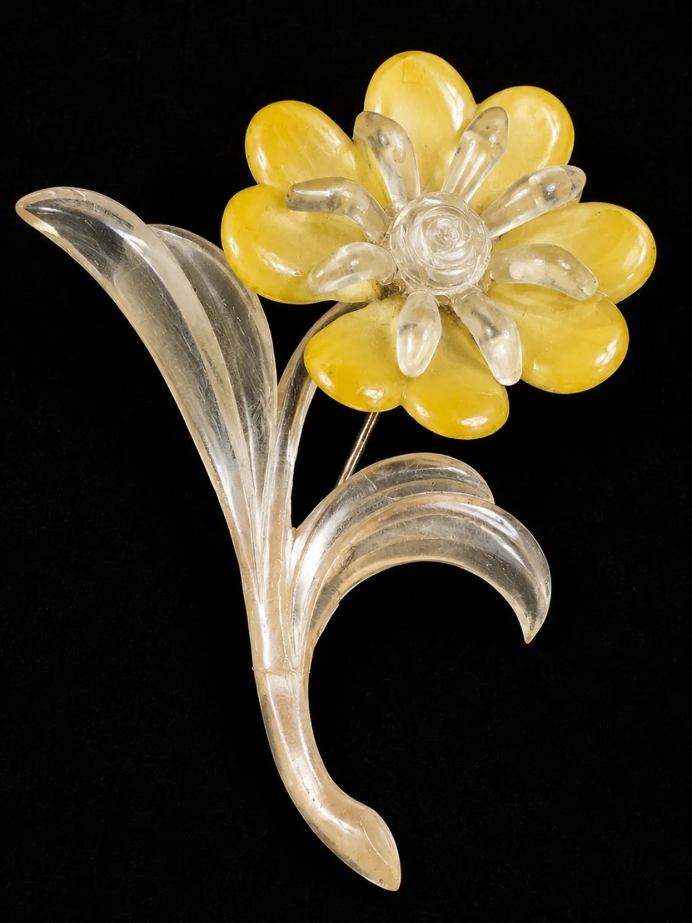 Rare 1930s 40s Lucite Flower Brooch Early Plastic Dimensional Floral Pin